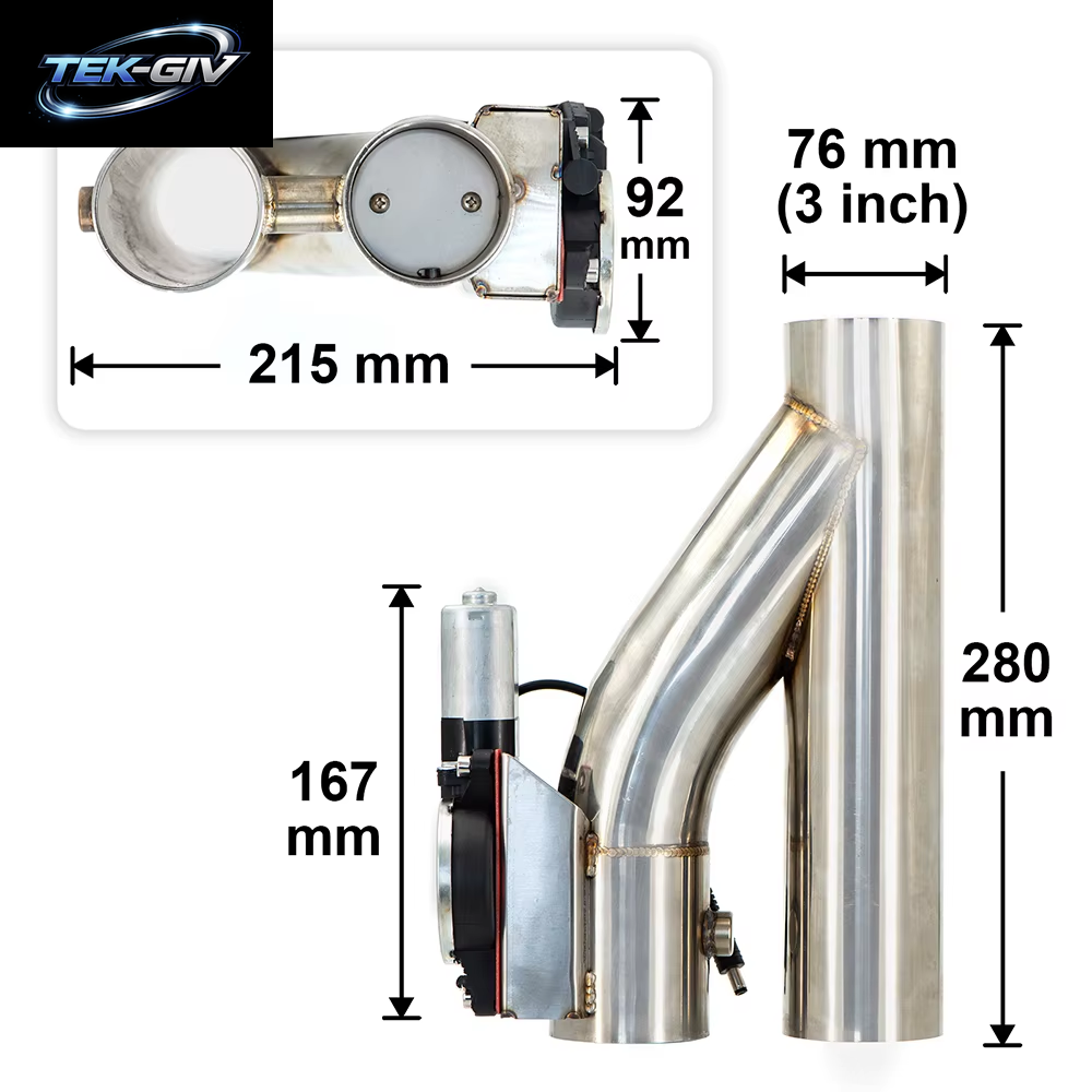 2 2,25 2,5 2,75 3 Zoll SS304 Heade Y-Rohrausschnitt Elektrischer Auspuffausschnitt Catback down Pipe Auspuff-Bypassventil-Fernbedienungstaste
