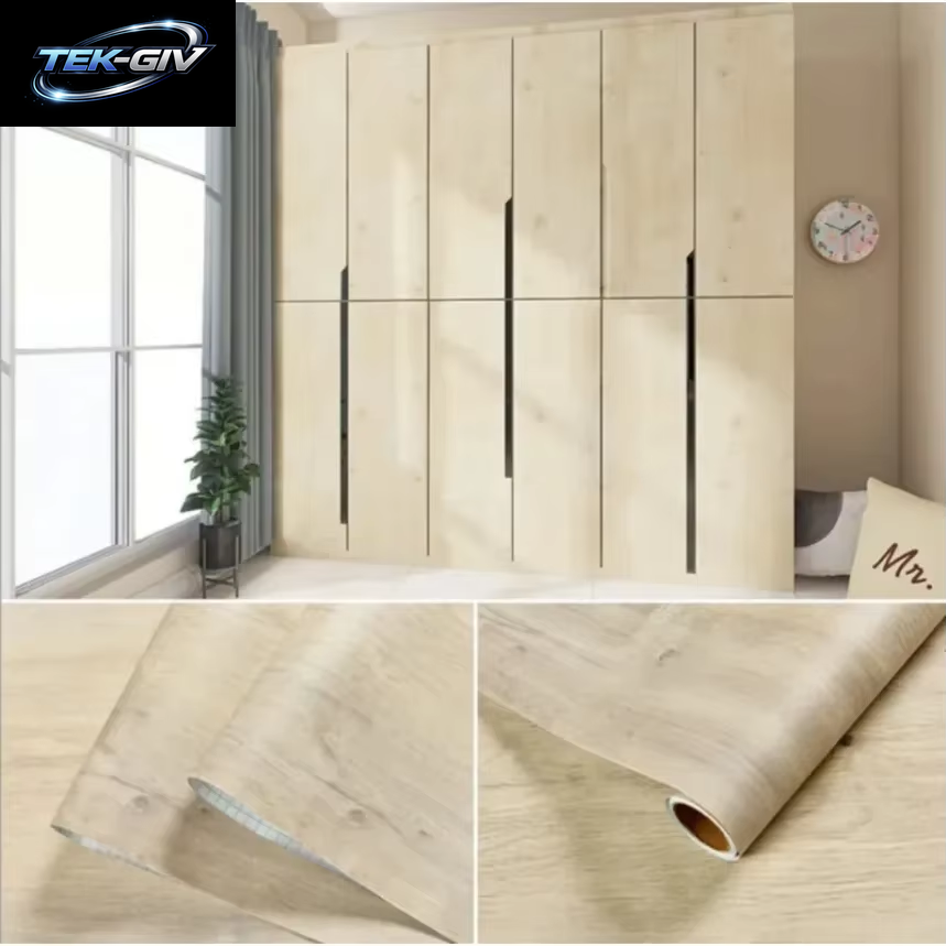 90Cm Breite Holzmaserung Pvc-Tapete Für Tür Kleider Schrank Schrank Tisch Möbel Wasserdichte Selbst Klebende Aufkleber Wohnkultur Film