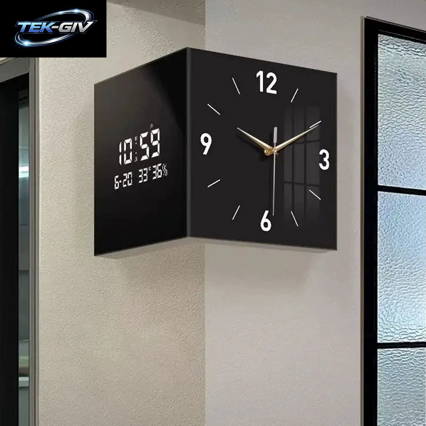 Eck-Wanduhr, Mehrzweck-Digitaluhr, Datums- Und Wochenanzeige, Doppelseitige Hängeuhr, Raumdekoration Für Zuhause, Wohnzimmer, Küche