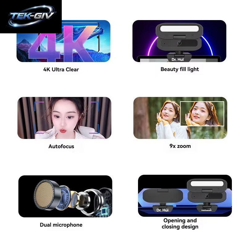 Lenovo 4K HD 60Fps Live-Webcam 2K Full HD Kamera USB Autofokus PC Drehbares Mikrofon Fülllicht Streaming-Kamera Für Live-Übertragungen 2026