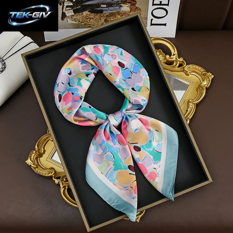 60 Farben Luxus-Schal Für Damen 70*70Cm Seidengefühl Quadratisches Haartuch Foulard Satin-Schal Großformatiges Kopftuch Hijab Taschentuch