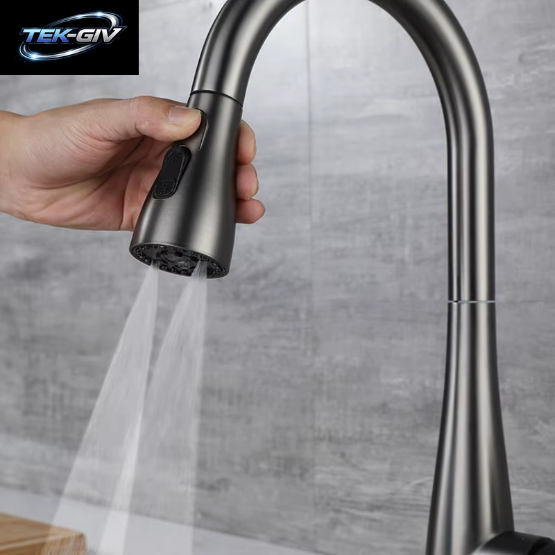 GEGVE Küchenarmaturen, Abnehmbarer Küchenspüle-Wasserhahn, Teil, Wasserhahn, Mischbatterie, Manuell, Israel-Küchenarmatur, Angepasst an Israel, Messing Gebürstet