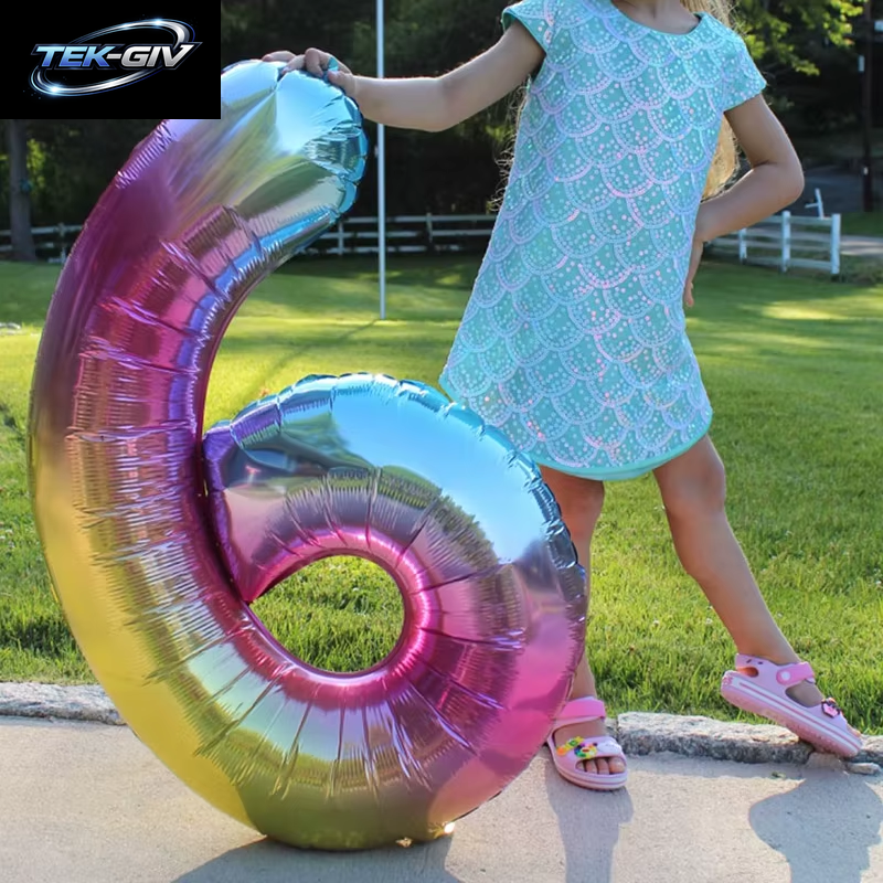 32 Zoll Regenbogen-Farbverlaufs-Zahlen-Folienballon 1-9 Für Kindergeburtstag, Party-Dekoration, Babyparty, Brautparty, Weitere Optionen Verfügbar