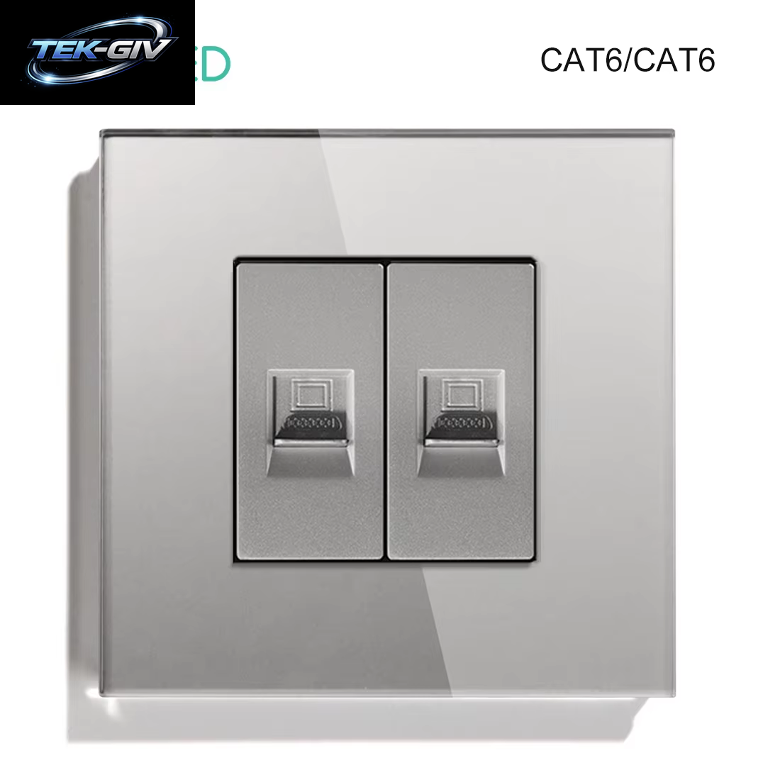BSEED Dual Internet Steckdosen CAT6 Steckdose EU Steckdosen plus Netzwerk PC Daten Computer Anschluss Steckdosen Glas Panel