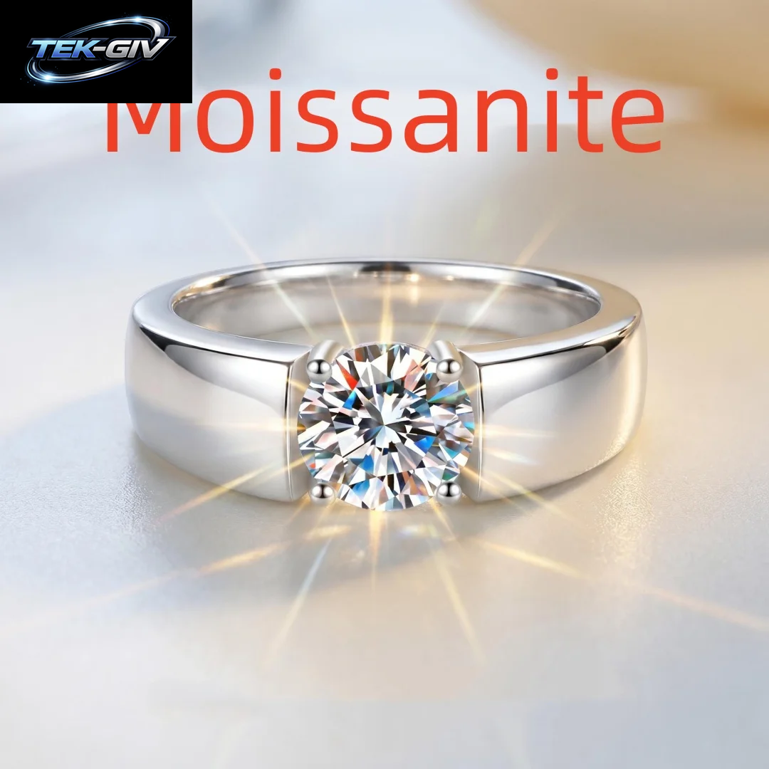 0,5-2CT D-Farbiger Moissanit-Ring Für Damen Und Herren, 925Er Silber, Passend Zum Ehering, Braut-Sterlingsilber, Weißgold