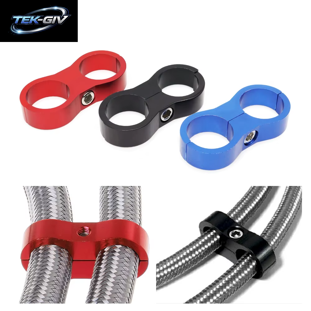 Schwarz/Rot/Blau AN4 AN6 AN8 AN10 AN12 Geflochtene Gummi-Schlauchleitungsklemme Aluminium Eloxierter Leitungsabscheider Separator Trennklemmensatz
