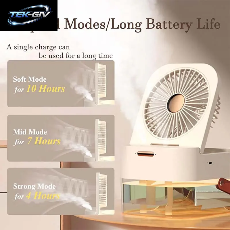 Mini USB Lade Tragbare Luftkühler Tragbare Desktop Wiederaufladbare Beschlagen Fan Dual Spray Befeuchtung Fan Luftbefeuchter Fan