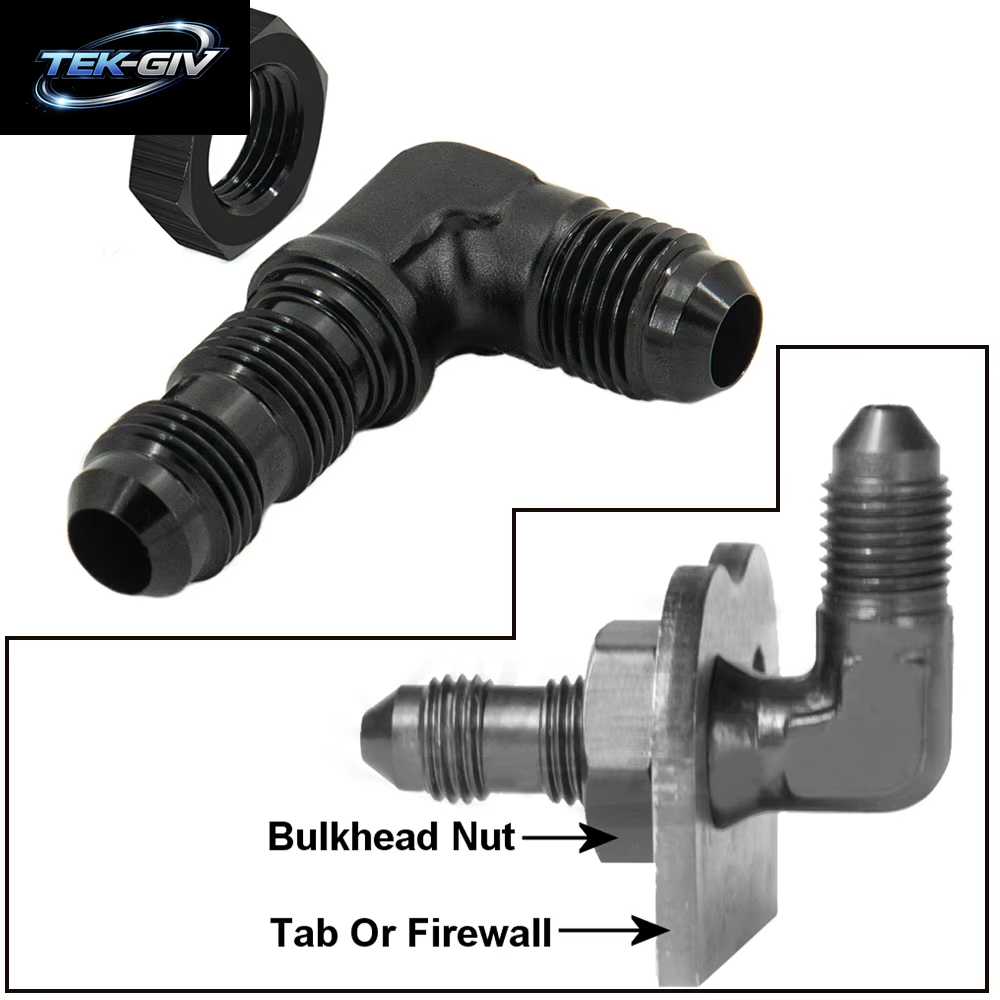 1Pcs AN6 Männlichen Zu AN6 Männlichen Zu AN6 Männlichen 90 Grad Schlauch Fitting Schott Mutter Für Tab Oder Wirewall
