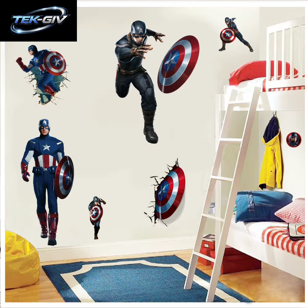 Spiderman Super Captain America Hulk Heroes Wandaufkleber Für Kinderzimmer, Zuhause, Schlafzimmer, Pvc-Dekor, Cartoon-Film, Wandaufkleber