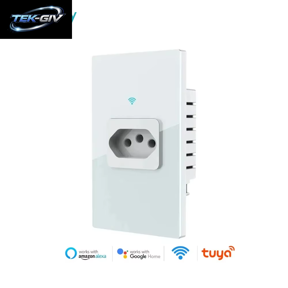 Melery Brasilien WLAN Smart Tuya Wandsteckdose Tomada Stromüberwachung 20A Steckdose Gehärtetes Touch-Glas-Panel Kompatibel Mit Alexa Google Home
