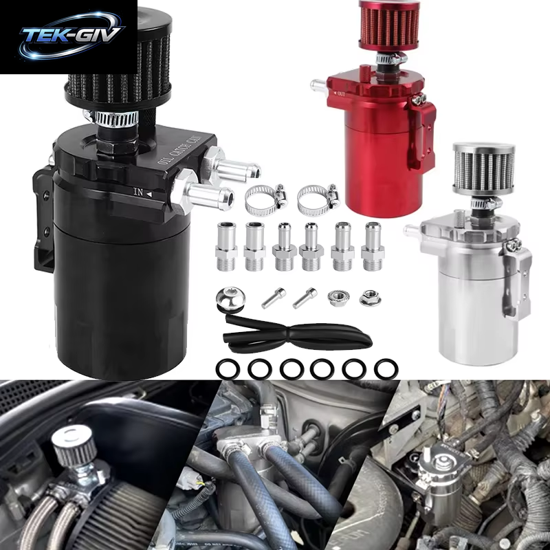 Universal Auto Schallwand Öl Catch Kann Tank Kit Mit Entlüftung 300 Ml Aluminium Polnischen Motor Luft Öl Separator Tank Reservoir Kit
