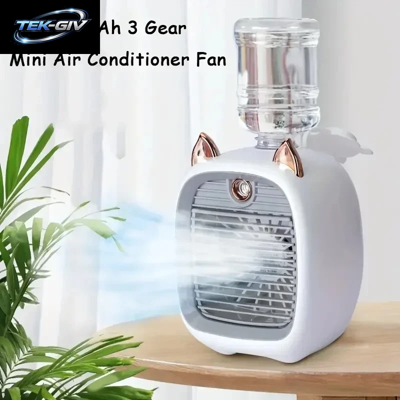 TINSOL Usb-Mini-Klimaanlagenventilator, Luftbefeuchter, Tischventilator, Elektrisch, 1200 Mah, Klimaanlage Mit Drei Gängen, Kühlventilator
