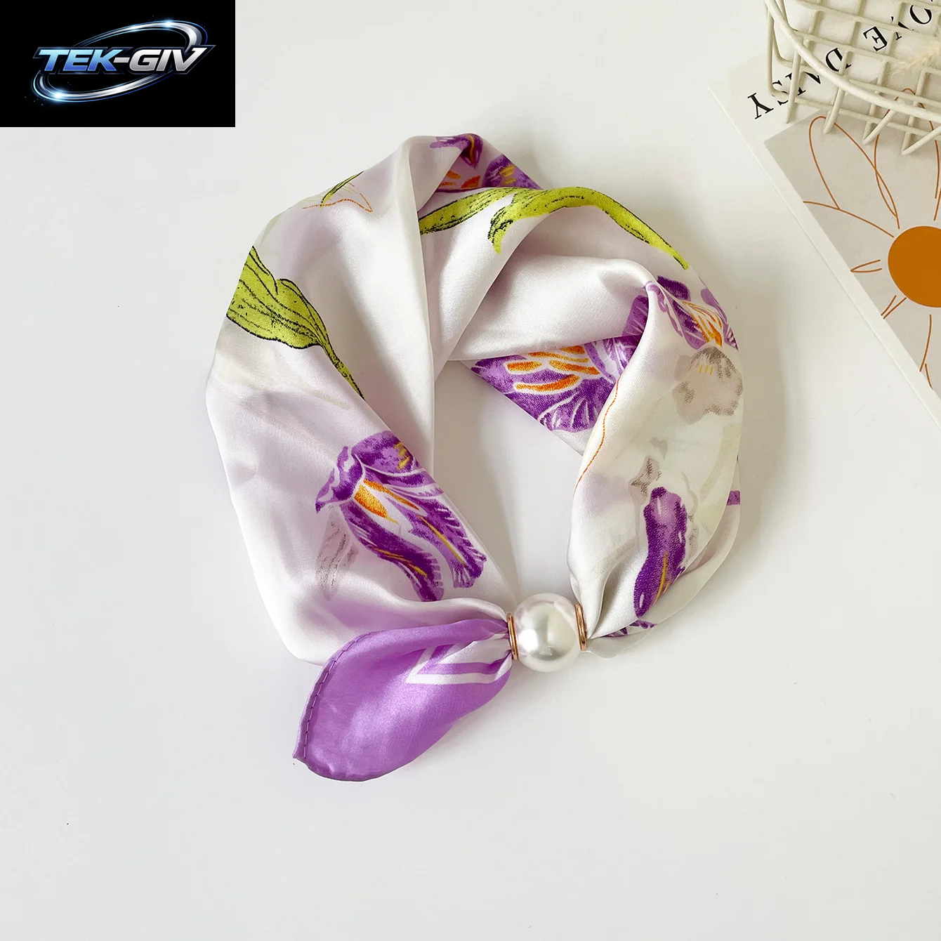 Schal-Kette Aus Seide Mit Magnetischem Anhänger, Dünner Perlen-Halstuch-Verschluss, Haarband, Schleifenband, Foulards Für Damen, Luxusmarken