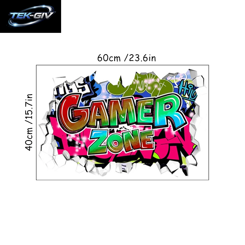 3D Broken Wall Hole Art Gamer Gamepad Vinyl Wandaufkleber Für Zuhause Kinderzimmer Junge Schlafzimmer Play Zone Dekoration Videospiel Poster