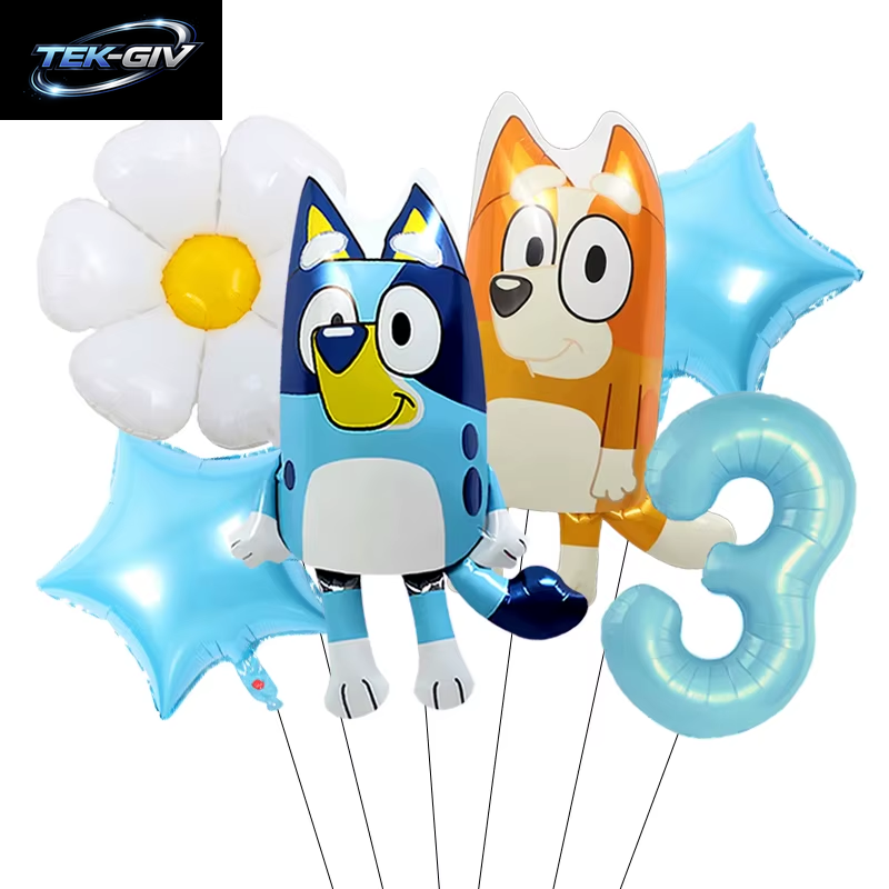 Anime Bluey Bingo Themen-Folienballons Set Latexballons Kindergeburtstag Party Dekoration Babyparty Zahlenballon Globos