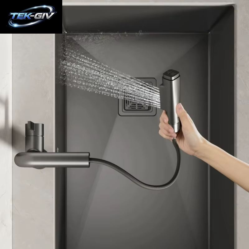 Küche Mischbatterie Ausziehbare Badezimmer Wasserhahn Deck Montiert Universal Rotation Waschbecken Wasserhahn Wäsche Schrank Wasserhahn Kalt Warmwasserhahn