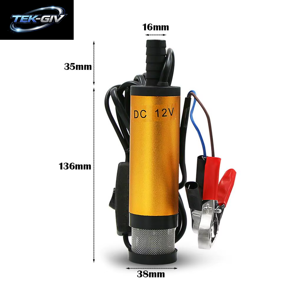 Tragbare 12/24V Kraftstoff Transfer Pumpe Diesel Öl Wasser Tauch Elektrische Motor Für Auto Camping Angeln Fleck Stahl Shell