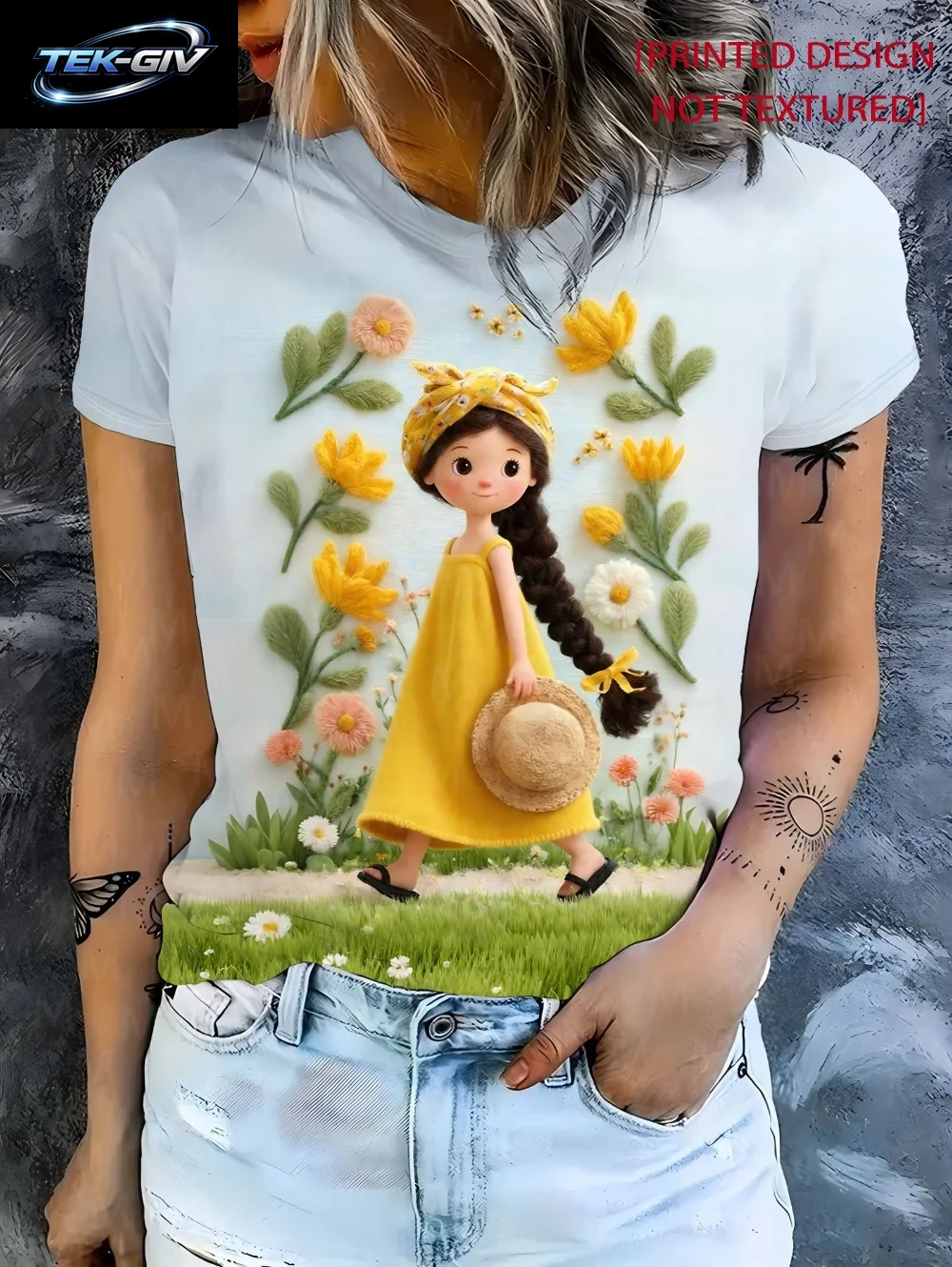 2026 Frühling Sommer Süßes Mädchen-Motiv T-Shirt Locker Sitzend Damen Lässig Lustige Grafik Streetwear Bequeme Kurzarm Damenbekleidung