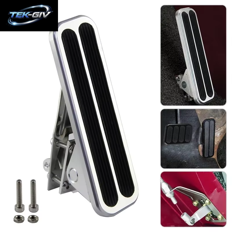 Gaspedal Billet Gas Bodenmontage Hot Rod Rat Für Chevy Ford Mopar SBC CNC Poliertes Aluminium Rutschfest Universal Silber/Schwarz