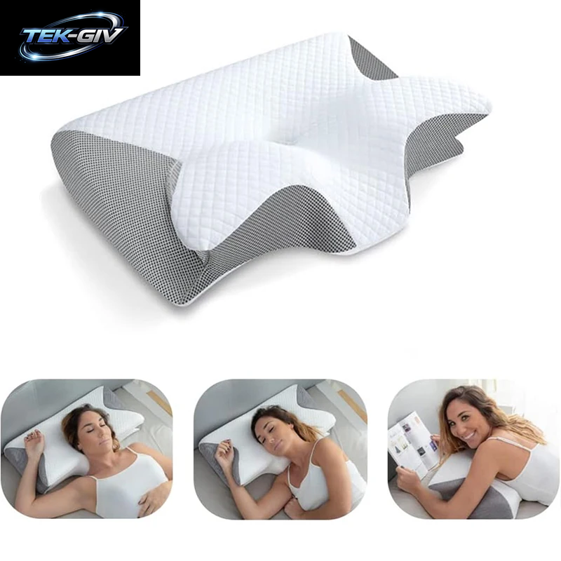 1 Stück Memory-Schaum-Halskissen, 2-In-1 Orthopädisches Kissen Mit Ergonomischer Kontur Für Nackenschmerzen, Konturierte Stützkissen, Nackenkissen