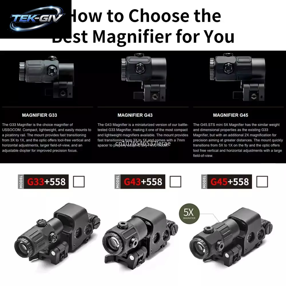 EOTECH 558 Holografisches Kollimator-Rotpunktvisier G43/G33 3X G45 5X Vergrößerungsglas Airsoft Jagdausrüstung Mit 20Mm Schienenmontage & Qd-Hebel