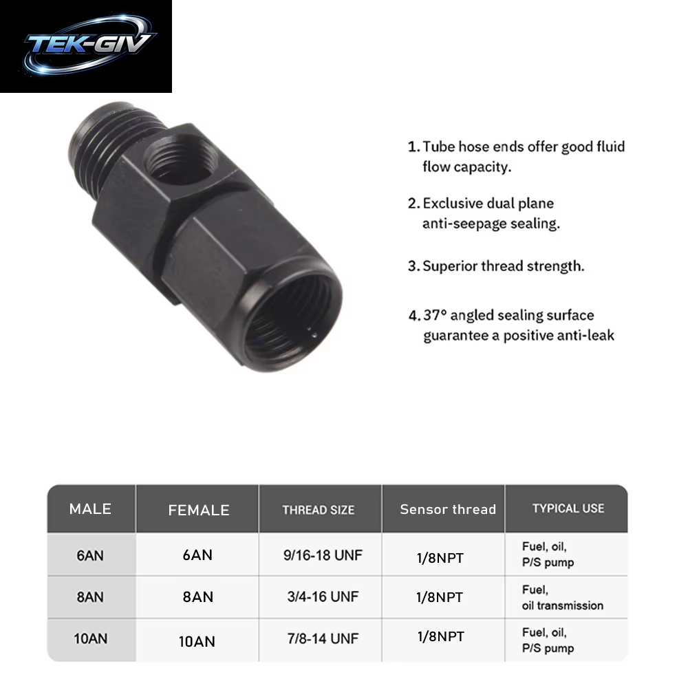 Neue AN4 6 8 10AN Stecker Auf Buchse 1/8 NPT Gauge Sensor Seite Port Adapter Öl Kraftstoff Fitting Schlauch Ende Adapter