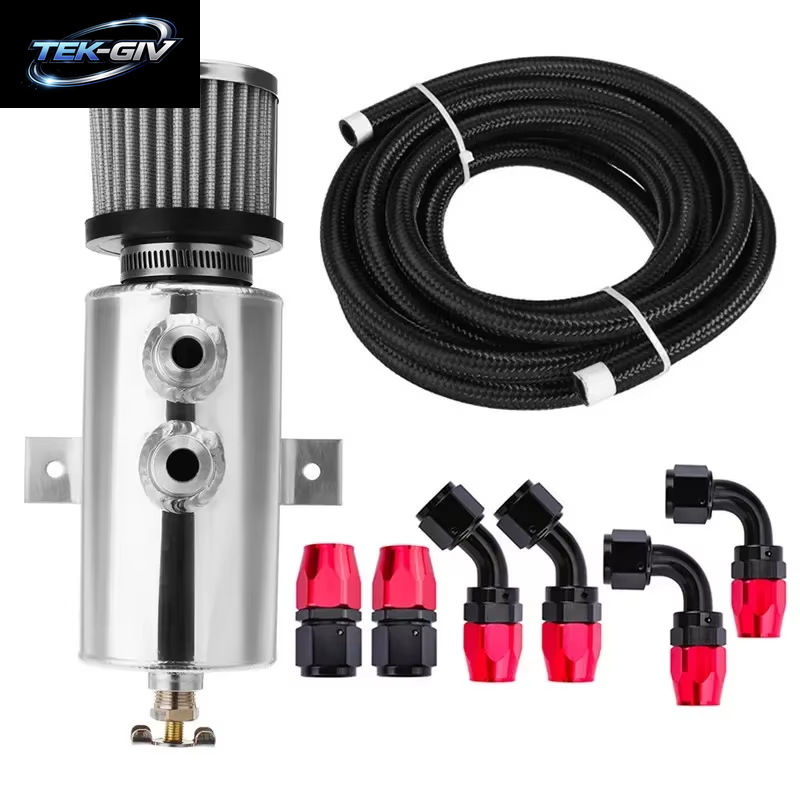 Universelle 0,75 L Aluminium Verblüfft Motoröl Fangdose Reservoir Tank Set Entlüftung Filter Abfluss 3M An10 Kraftstoffs Ch Lauch Anschlüsse