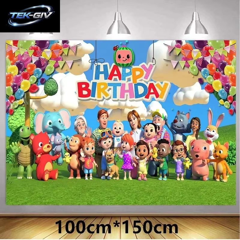 Cocomelon Ballon JJ Melone Wassermelone Spielzeug Alles Gute Zum Geburtstag Banner Party Dekoration Hintergrund Kuchen Topper JOJO Einweggeschirr