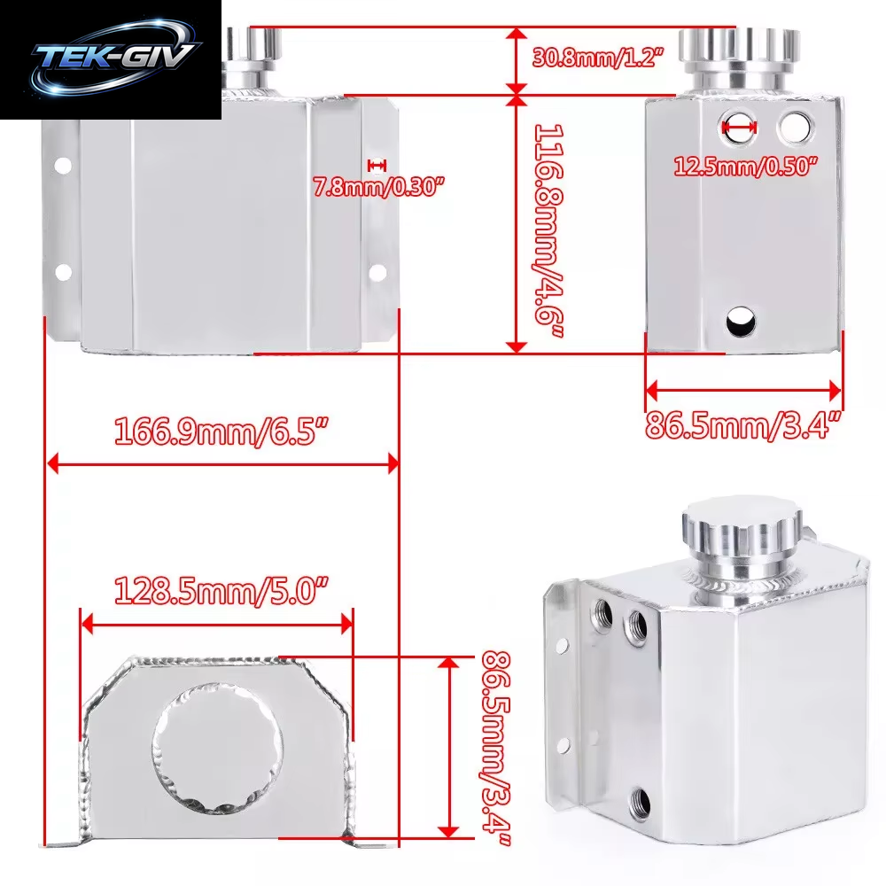 1L Silber Schwarz Aluminium Kühlmittel Kühler Überlauf Rückgewinnung Wassertank Flaschen Behälter Universal Kühlmittel Überlauf Tank Kühlmittel