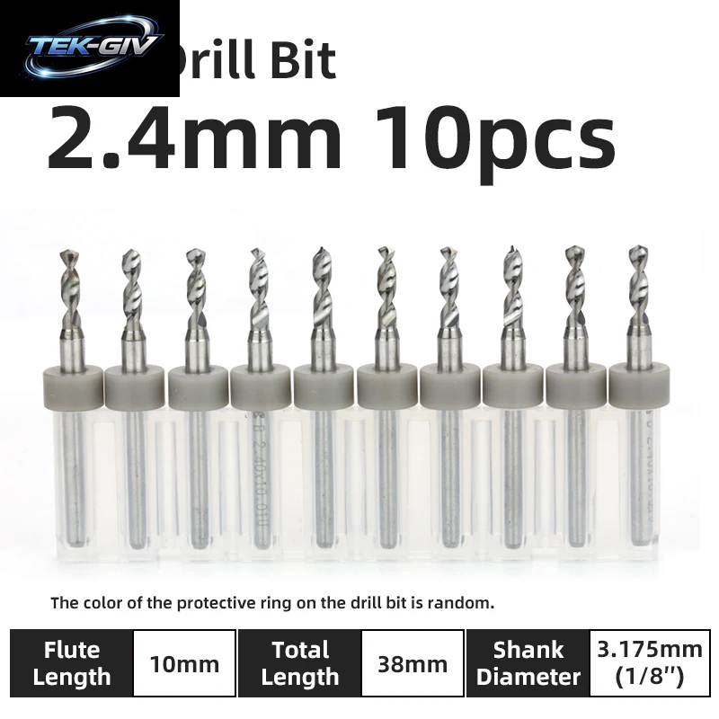 TOOLEYE 10-Teiliges Pcb-Bohrer-Set, Mikrobohrer, Leiterplatte, 1/8 Zoll Schaft, Mini-Cnc-Bohrer, 0,1–3,175 Mm Bohrwerkzeuge