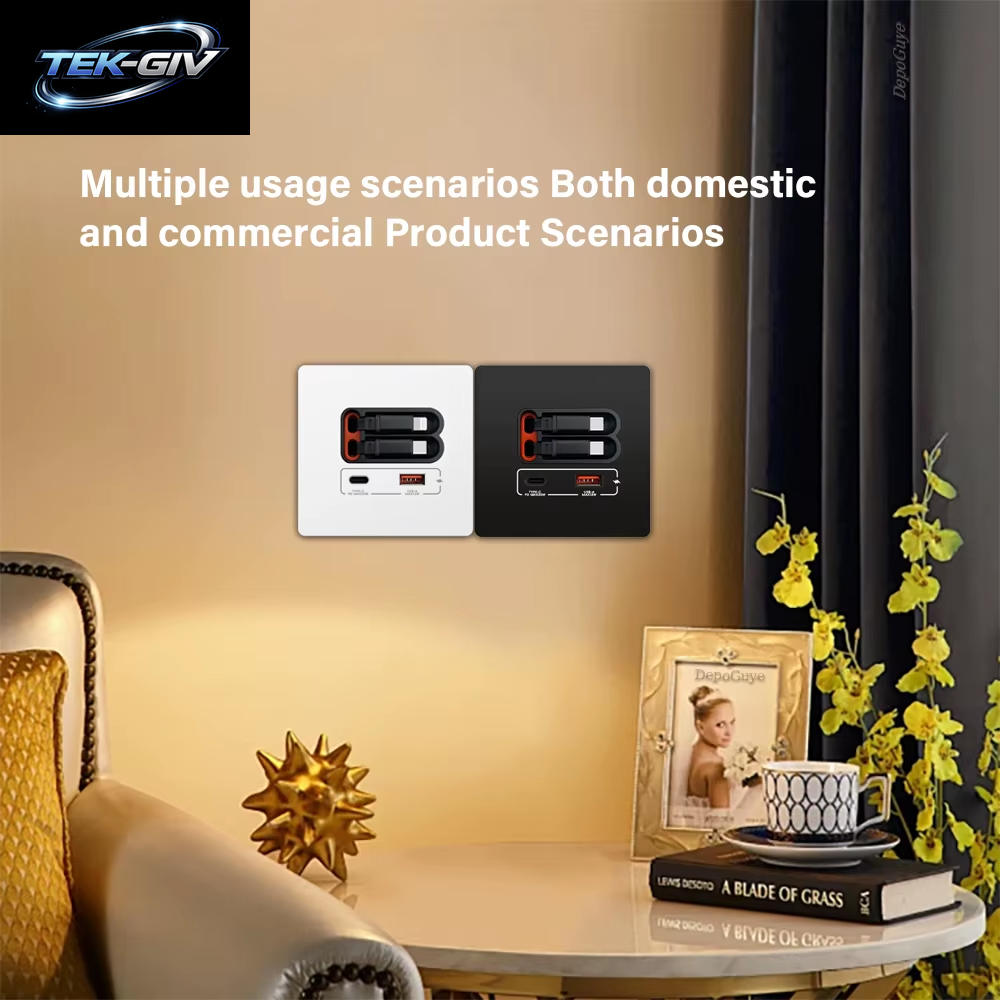 EU Universal 20W USB C Smart Steckdose Panel Mit Dual Typ-C Schnellladeanschlüssen Steckdose, Handy-Lade-Typ-C-Buchse