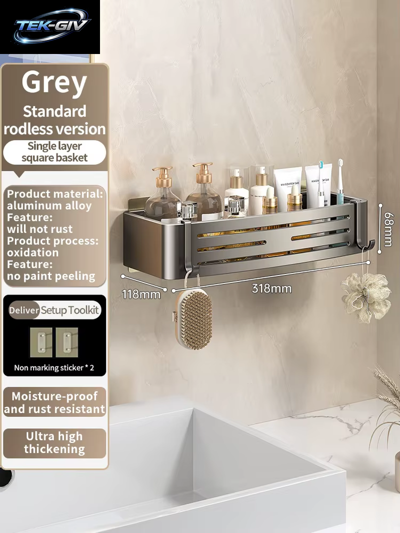Keine Notwendigkeit, Wand Zu Bohren Für Die Installation, Badezimmerregal Aus Aluminium, Shampoo-Regal, Aufbewahrungshalter, Küchen-Organizer, Wandregal