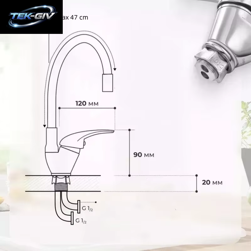 Küchenspüle-Wasserhahn, Warm- Und Kaltwasser-Mischbatterie, 360 Grad Drehbar, Flexibler Schlauchhahn, Deckmontage, Einloch-Wasserhahn Für Die Küche
