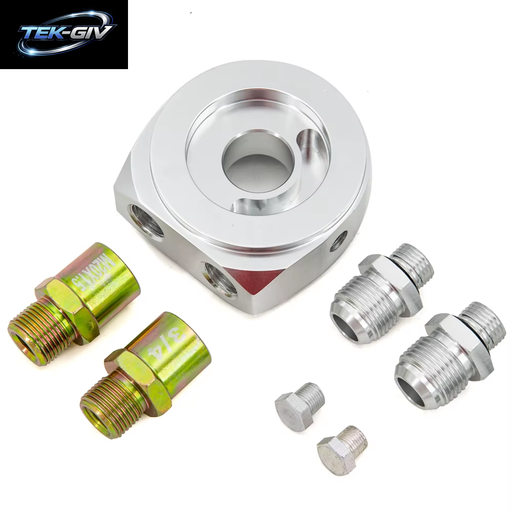 Aluminium Öl Sandwich Adapter Öl Kühler Mit 2PCS AN10 Schlauch End Fitting Und 1 PCS 3/4-16UNF 1 PCS M20X 1,5 Adapter
