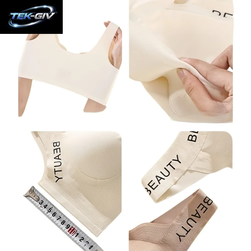 Gerippte Push-Up-Bhs, Kabelloser BH, Nahtlose Damenunterwäsche, Übergröße, Wellenausschnitt, Breiter Träger, Sexy Dessous, M-3XL