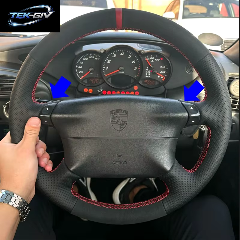 Handgenähter, Rutschfester, Atmungsaktiver Auto-Lenkradbezug Aus Echtem Leder Für Porsche 986 1998–2004 Diy-Autoinnenraum