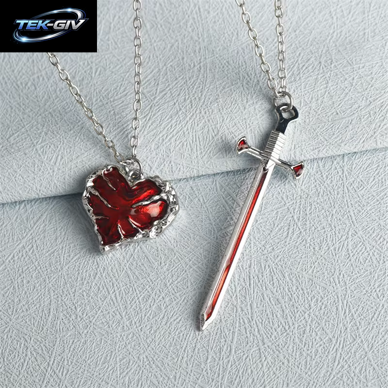 2 Stücke Schwerter Herz Anhänger Halsketten Für Frauen Männer Kühlen Punk Herz Passenden Halsketten Paar Freundschaft Mode Schmuck Geschenk