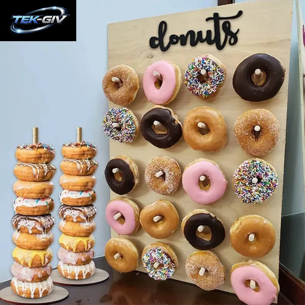 Holz Donut Wandständer Donut Party Dekoration Donut Halter Hochzeit Party Dekor Geburtstag Party Supplies Baby Shower