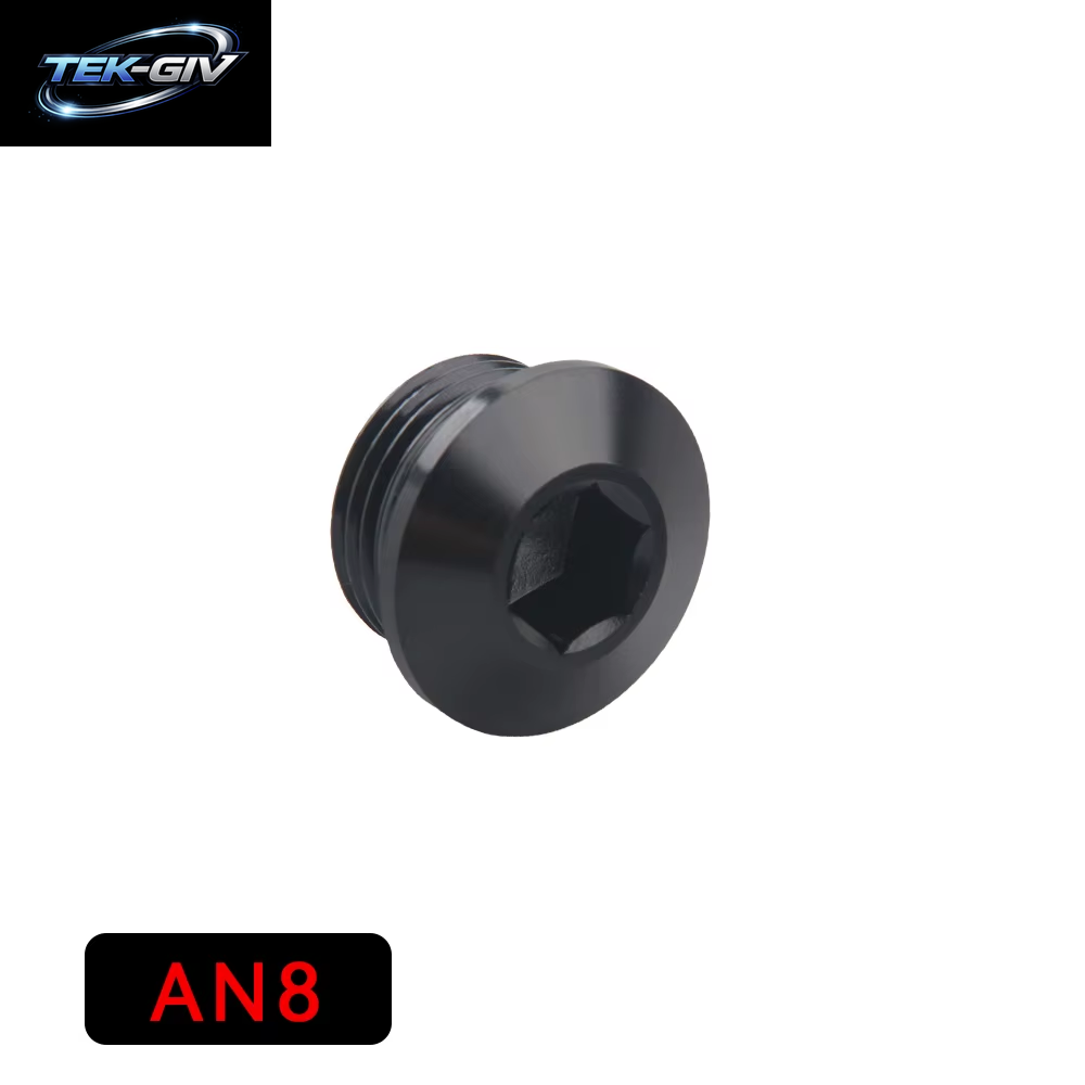 Aluminium AN3 AN4 AN6 AN8 AN10 AN12 AN16 AN20 ORB Sockel Sechskant O-Ring Boss Stecker SCHWARZ