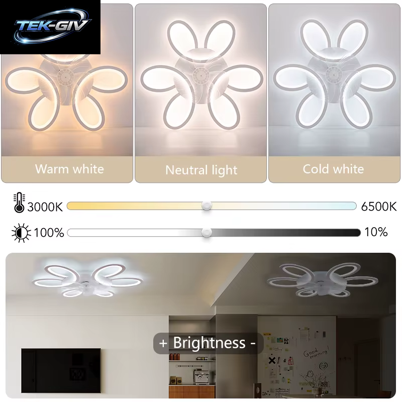 Led-Deckenventilator Mit Licht, 65,6 Cm, Geräuschlos, 6-Gang-App-Fernbedienung, Modernes Zuhause, Intelligente Ventilatorlampe, 3 Farben, Dimmbar, Kinderzimmer, Schlafzimmer