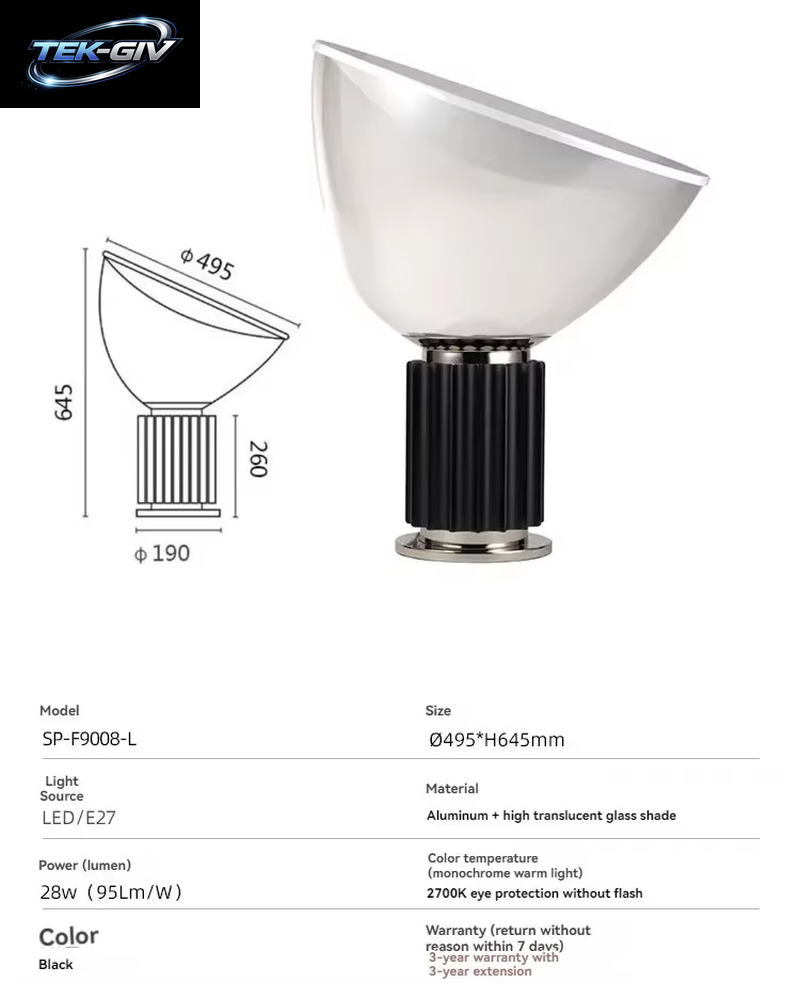 Italienische Glas-Led-Tischleuchte, Taccia Led-Tischlampe, Kreative Nachttischlampen Aus Glas, Nordische Schlafzimmer-Tischlampe