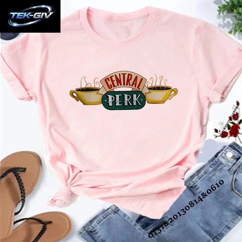Central Perk T-Shirt Friends TV Show Damen T-Shirt Friends Central Perk Coffee Shop Shirts Süße Beste Freunde T-Shirts Hipster Tops
