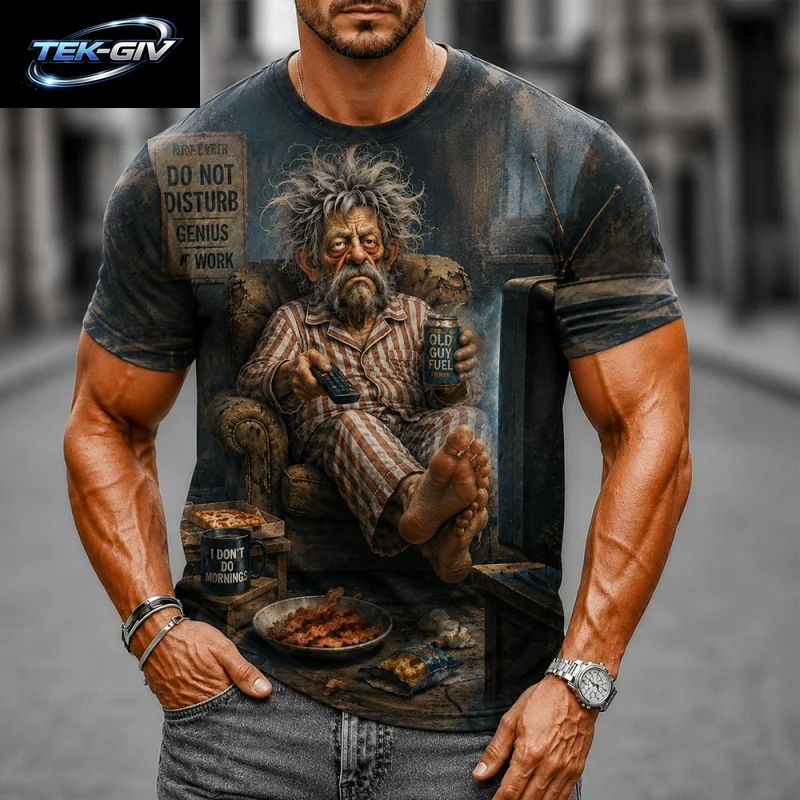 3D-Gedrucktes T-Shirt Mit Lustigem, Faulen Charakter-Muster Für Herren, Sommerliches, Lässiges Kurzarmshirt Mit Rundhalsausschnitt