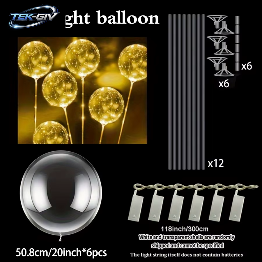 6 Leds Leuchtende Transparente Luftballons Für Hochzeiten, Geburtstage, Junggesellenabschiede (Batterie Nicht Im Lieferumfang Enthalten), Valentinstag, Jahrestag