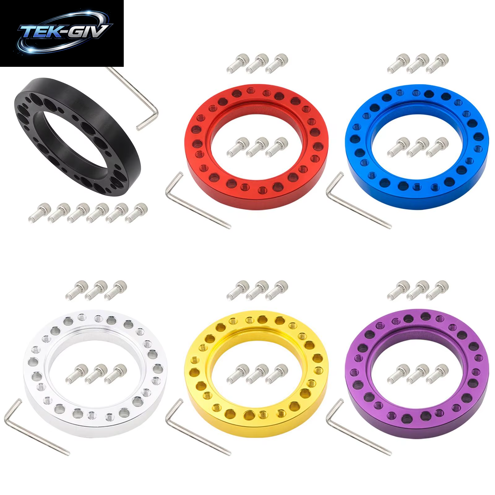 Aluminium Auto Lenkradnabe Adapter Spacer Pad Mit 6 Schrauben Fahrzeugteile Räder Zubehör Umwandlung Spacer Rennwagen