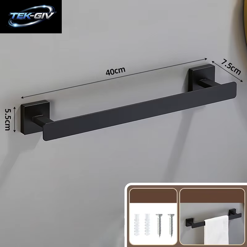 Mattschwarz Badezimmer Zubehör Set Wand Halterung Handtuch Bar Handtuch Ring Rollen Papier Halter Robe Haken Edelstahl Hardware Set