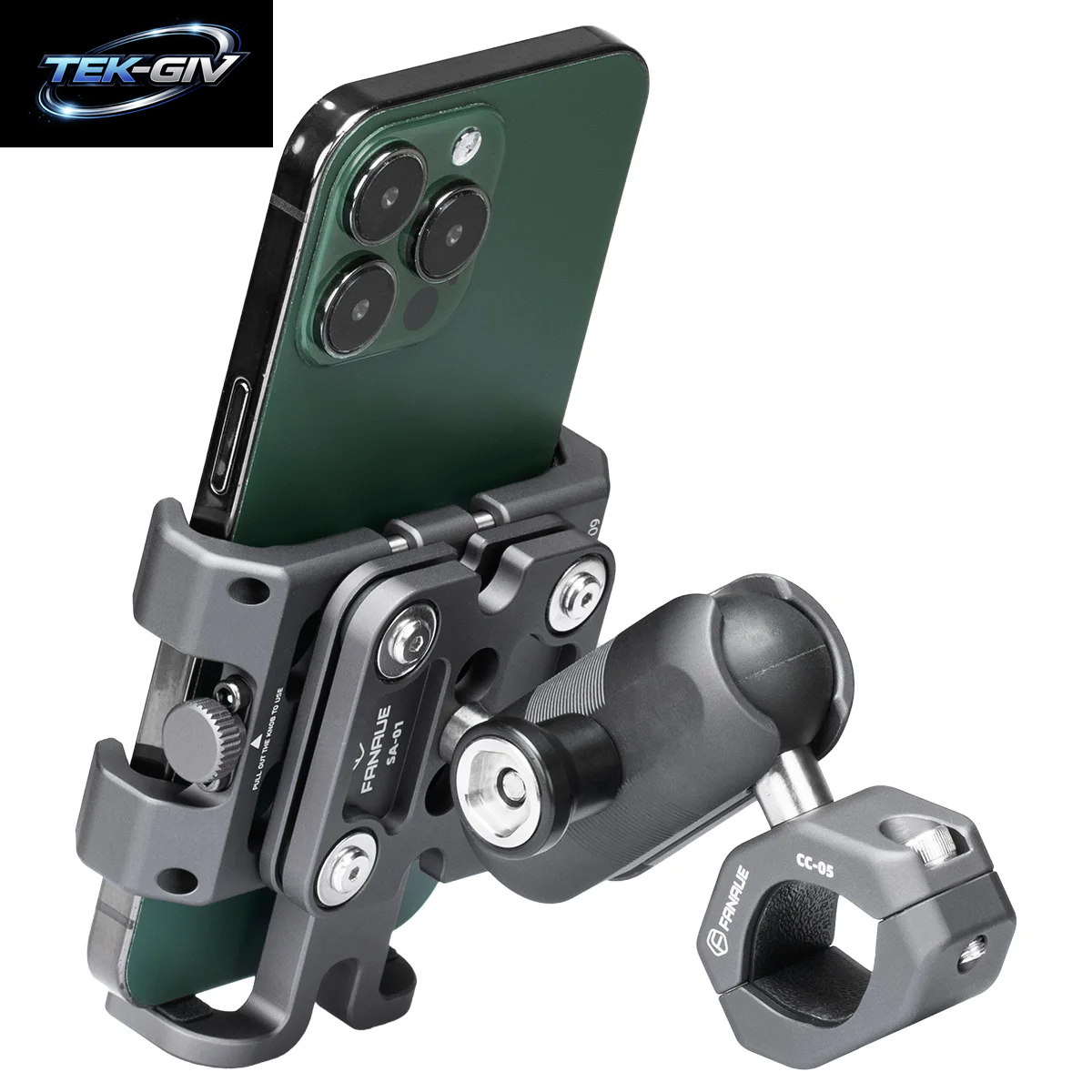 FANAUE Motorrad Fahrrad Handyhalter Halterung Aluminiumlegierung Mit Vibrationsdämpfer ATV/UTV Fahrrad Roller Lenker GPS Clip