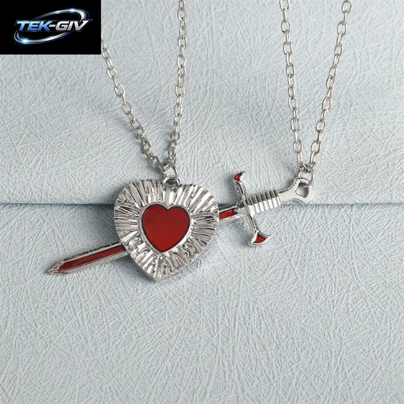 2 Stücke Schwerter Herz Anhänger Halsketten Für Frauen Männer Kühlen Punk Herz Passenden Halsketten Paar Freundschaft Mode Schmuck Geschenk