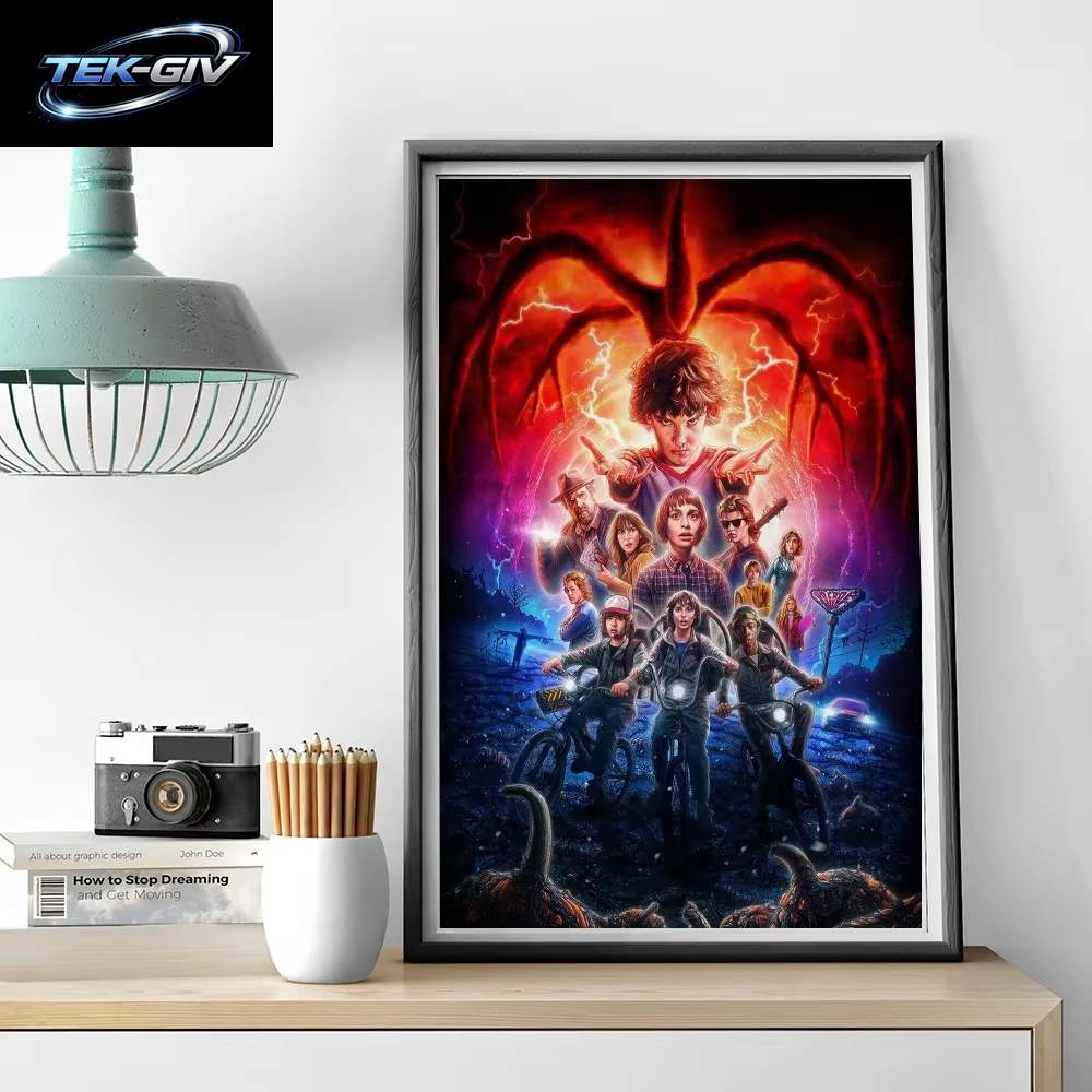 Tv-Drama Stranger T-Things Poster Selbstklebende Kunst Wasserfester Papieraufkleber Kaffeehaus Bar Zimmer Wanddekoration