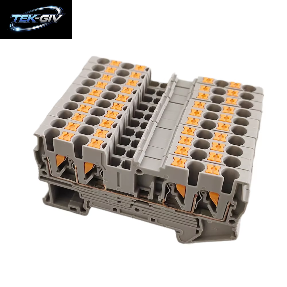 10 Stücke PT2,5 QUATTRO Push-In Feder 4-Leiter Streifen Stecker PT 2,5 Draht Elektrische Stecker Din-Schiene Terminal Block PT2.5-QU